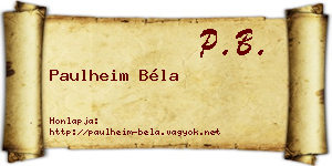 Paulheim Béla névjegykártya